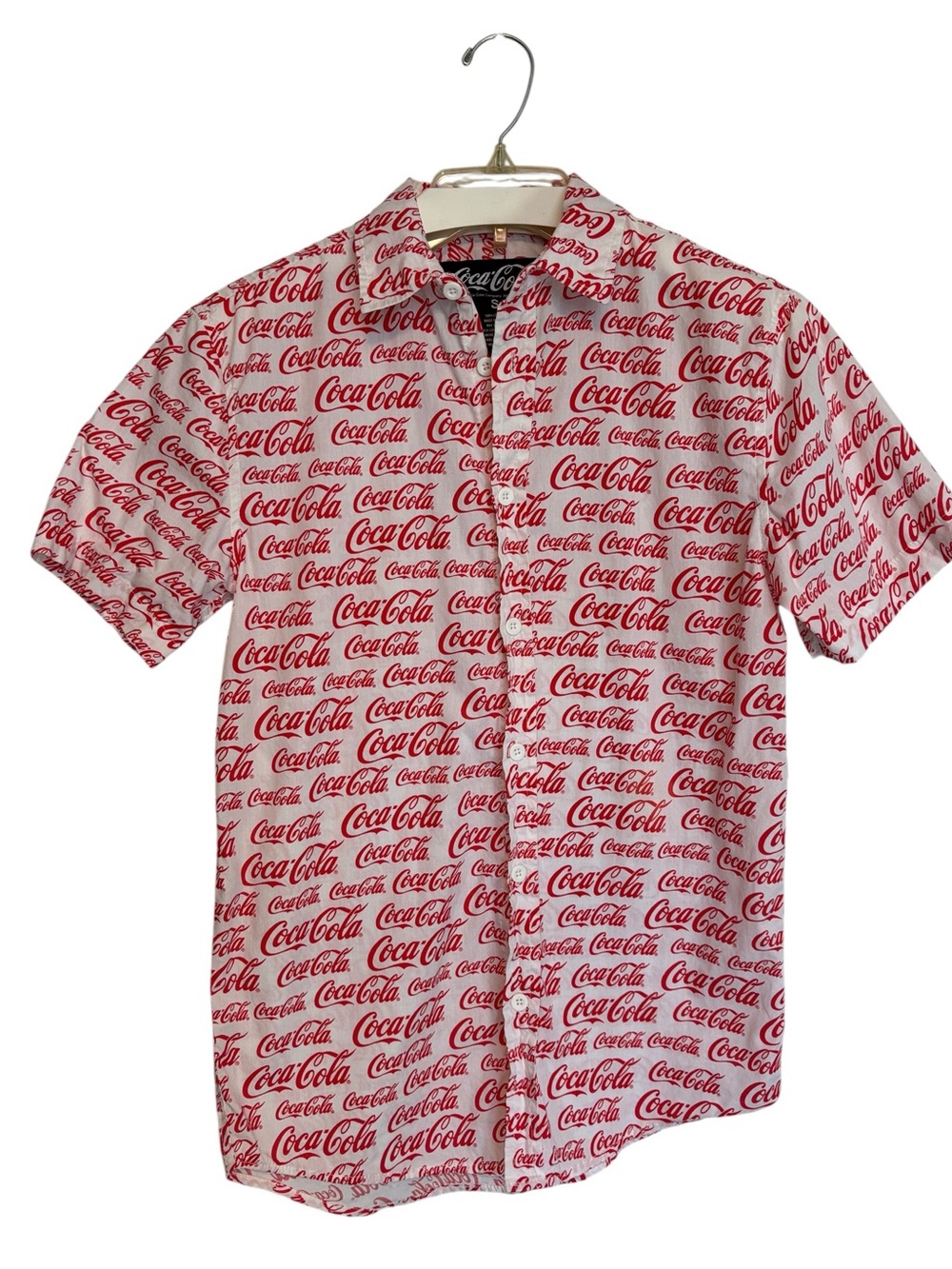 COCA - COLA Allover Logo Print Button Down Shirt Size S